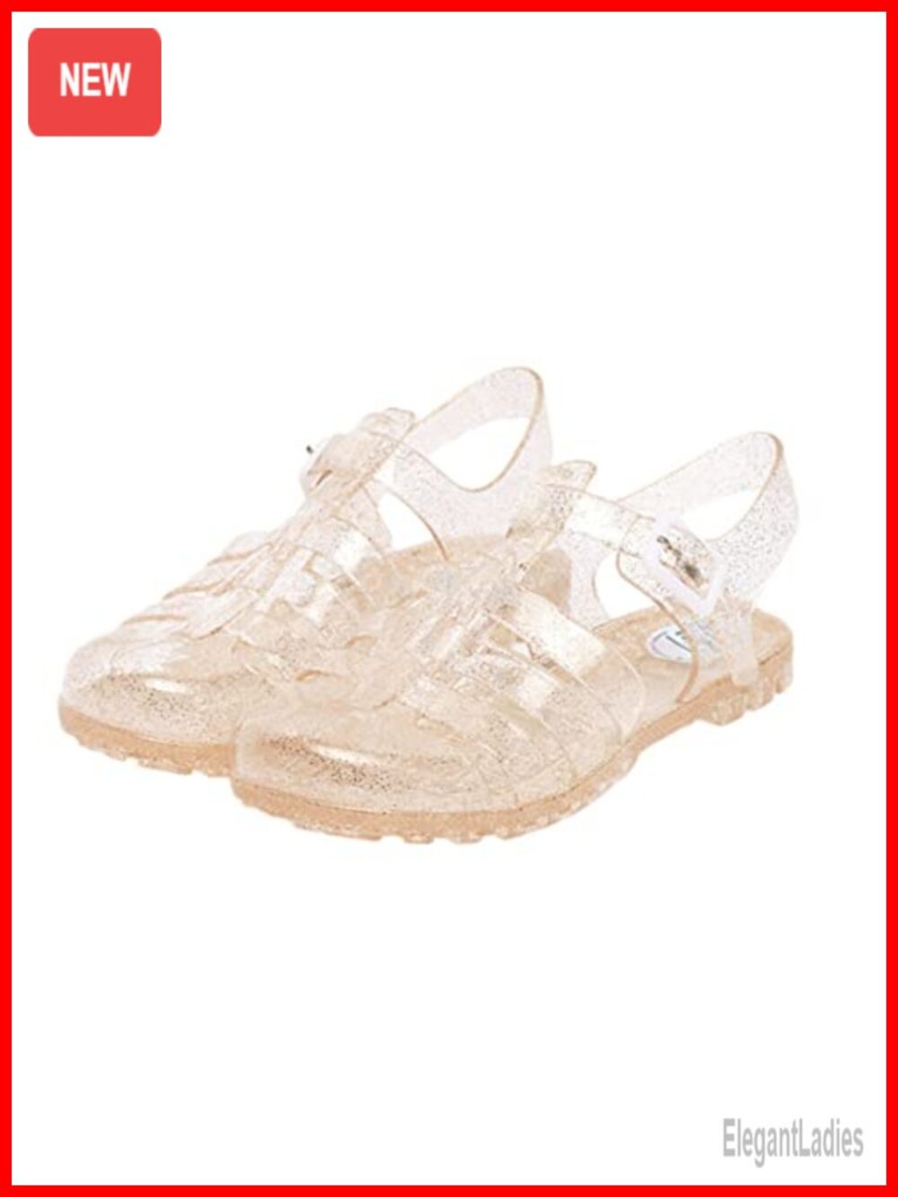T-Strap Slingback Bling Beach Retro Flat Sandals Jelly Rubber